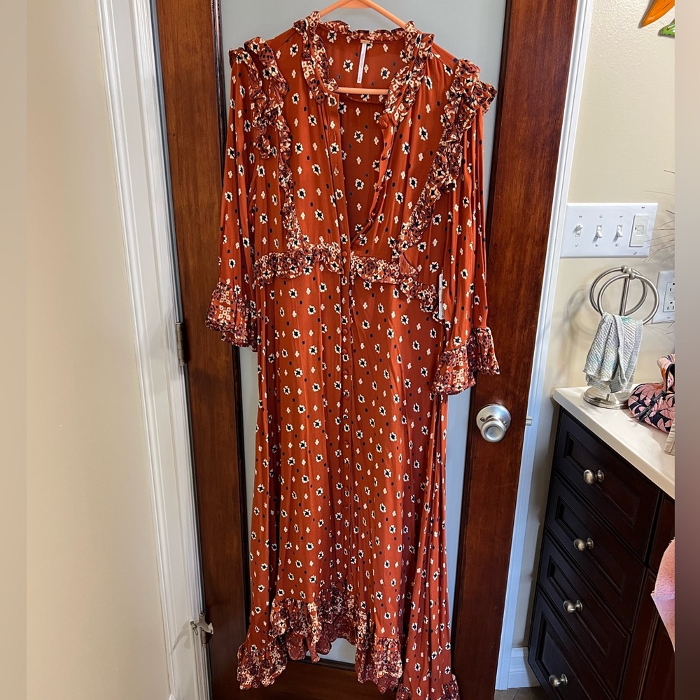 Free People Rust Floral Maxi Dress